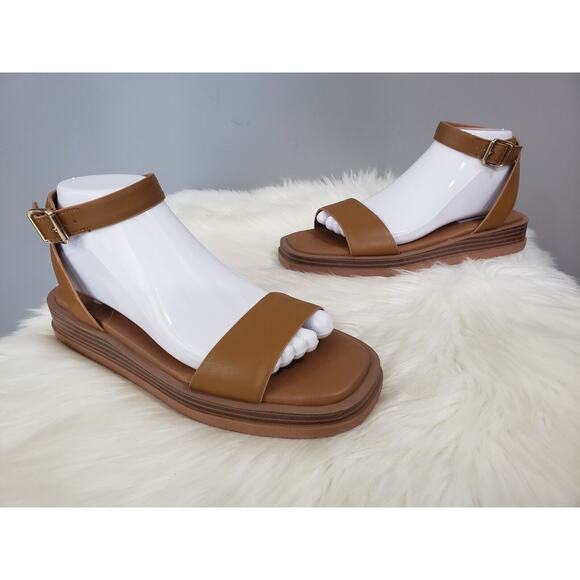 NEW NO BOX Steve Madden Tristian‎ Sandal BROWN Leather Minimalist Old Money - Picture 1 of 8